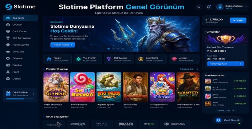 Slotime Platformu Genel Görünüm
